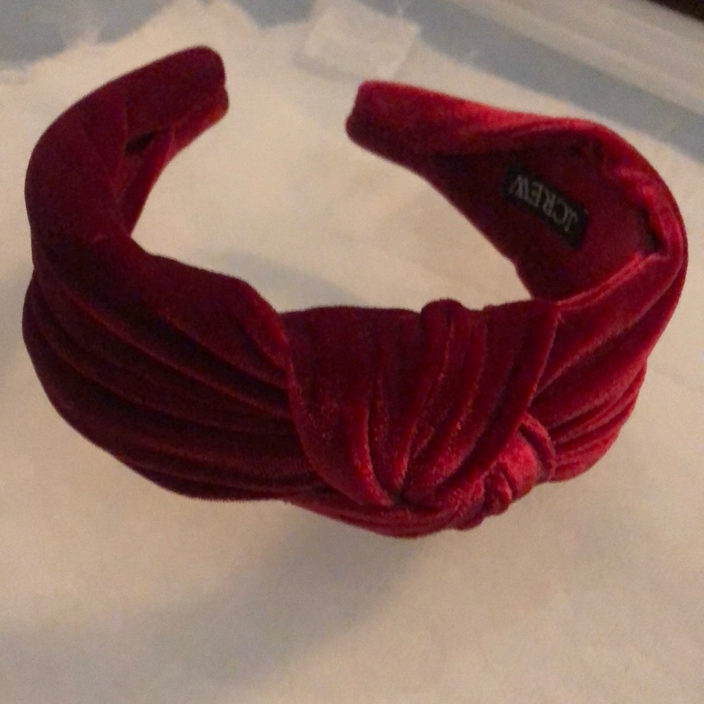 J crew red velvet knot headband os